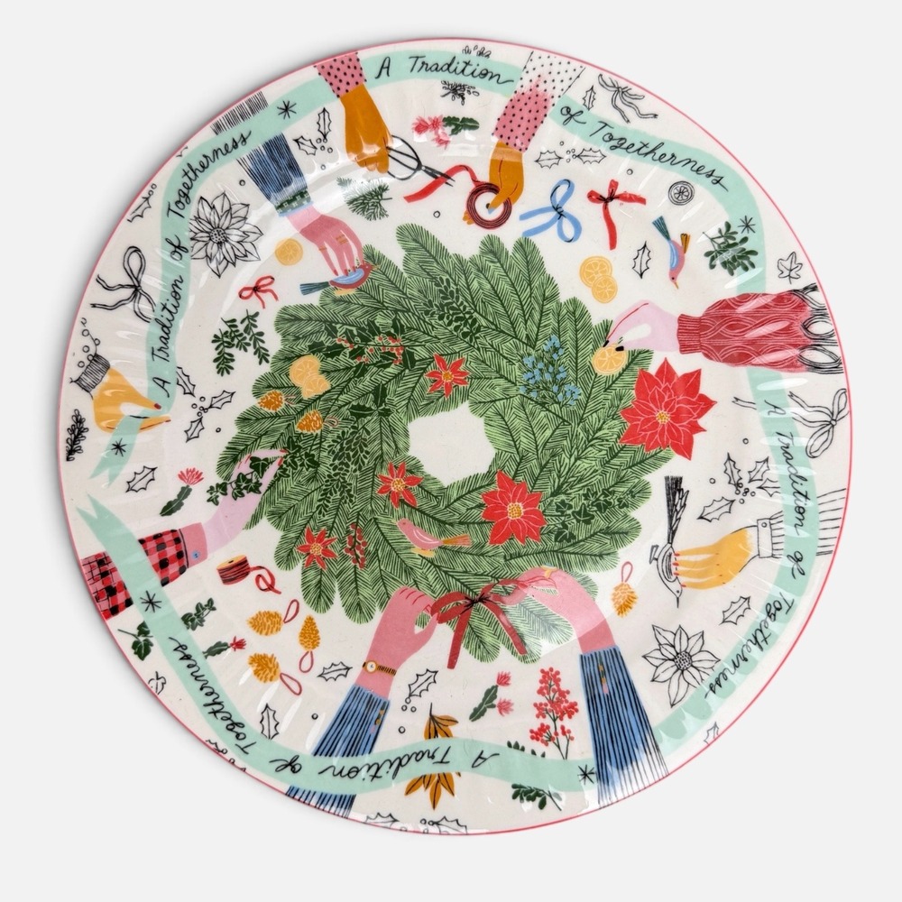 Anthropologie George & Viv Gather Together Christmas Dessert Plate Emily Taylor